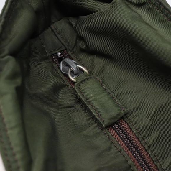 PRADA Tote Bag Nylon Khaki Silver Auth 86343 - Picture 9 of 16